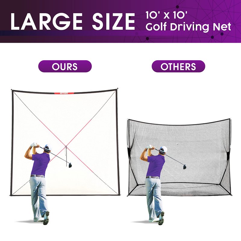 Net-Playz Golf Practice Net Hitting Net 10ft - Home Driving Range, Swing Training Aids, Big Size Auto Ball Return, Portable, Black, (NOG001402024)