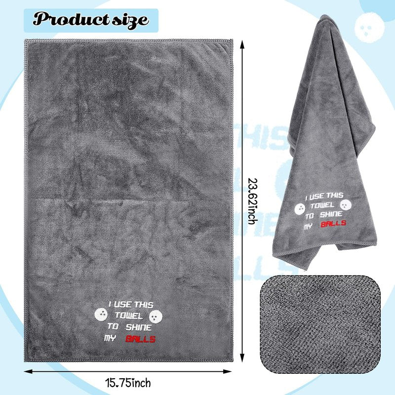 Newwiee 3 Pcs Christmas Funny Bowling Towel with Gift Box, Novelty Embroidered Patterned Bowling Ball Towel Gift Accessories for Men Dad Boyfriend Father's Day Christmas(Black, Blue, Grey,Classic)