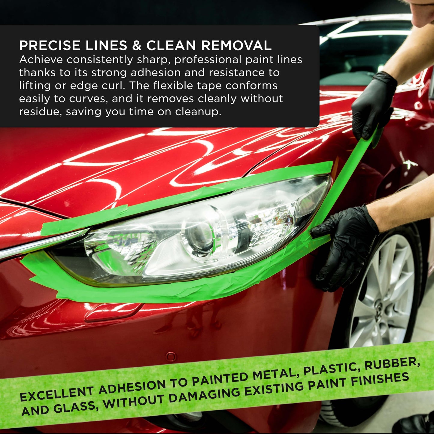 Dura-Gold Green Automotive Masking Tape 2 Inch (1.88 Inch x 55 Yards), 2 Rolls - Premium High-Performance, Heat Resistant - Auto Refinish Painting, Car Detailing, Autobody, Industrial, Painters Tape