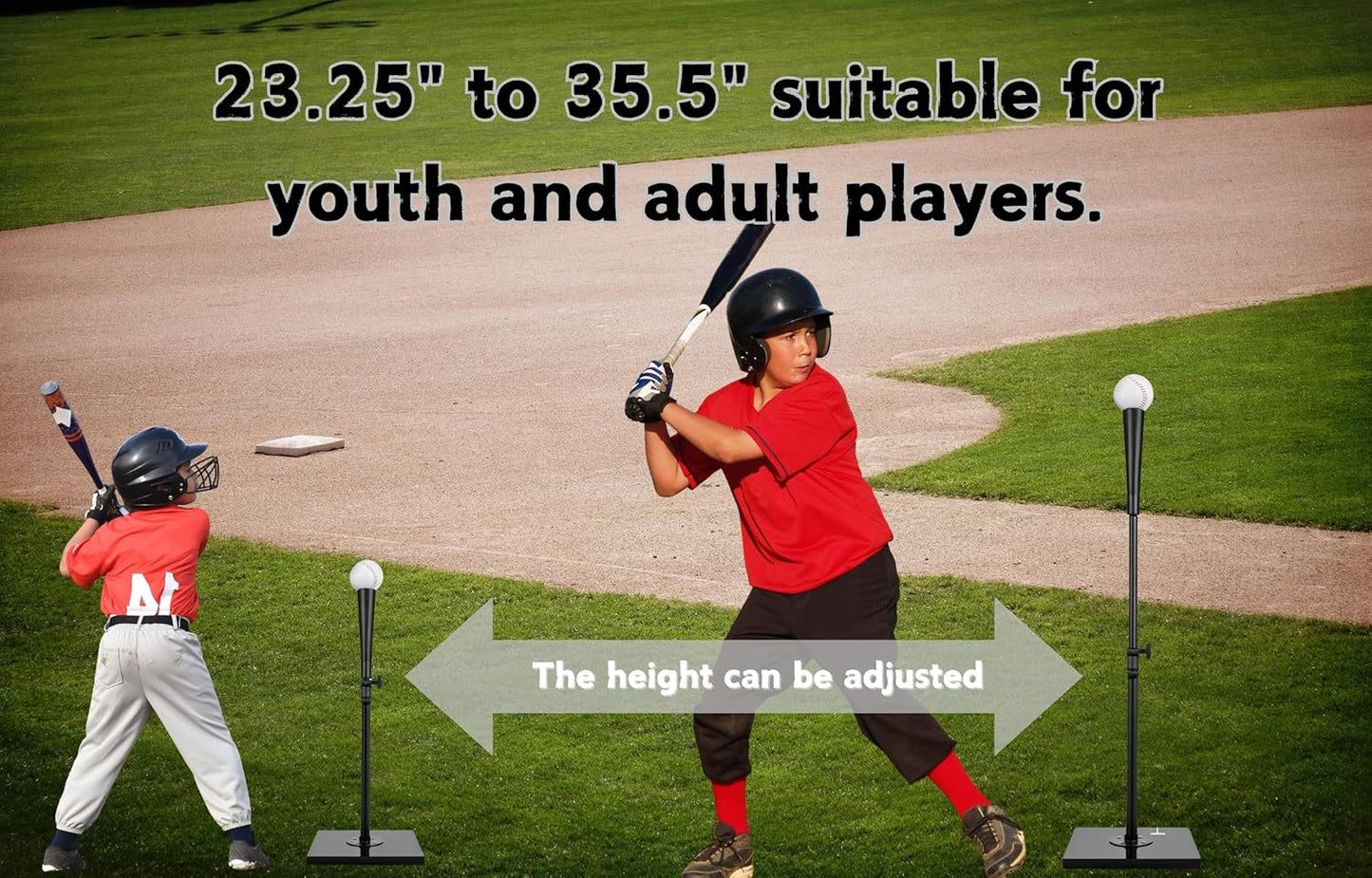 Skiennix Portable Batting Tee - Heavy Duty Adjustable Height 23.25"-35.5" for Baseball & Softball Kids
