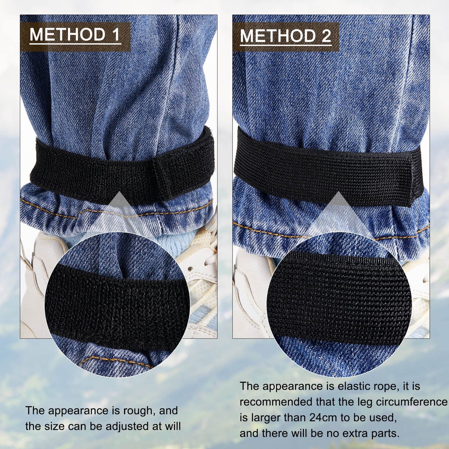JaGely 2 Pairs Black Boot Blousers Elastic Boot Straps Bands Blousing Straps Ankle Hook and Loop for Hunting Hiking Cycling(2.5 cm *30 cm)