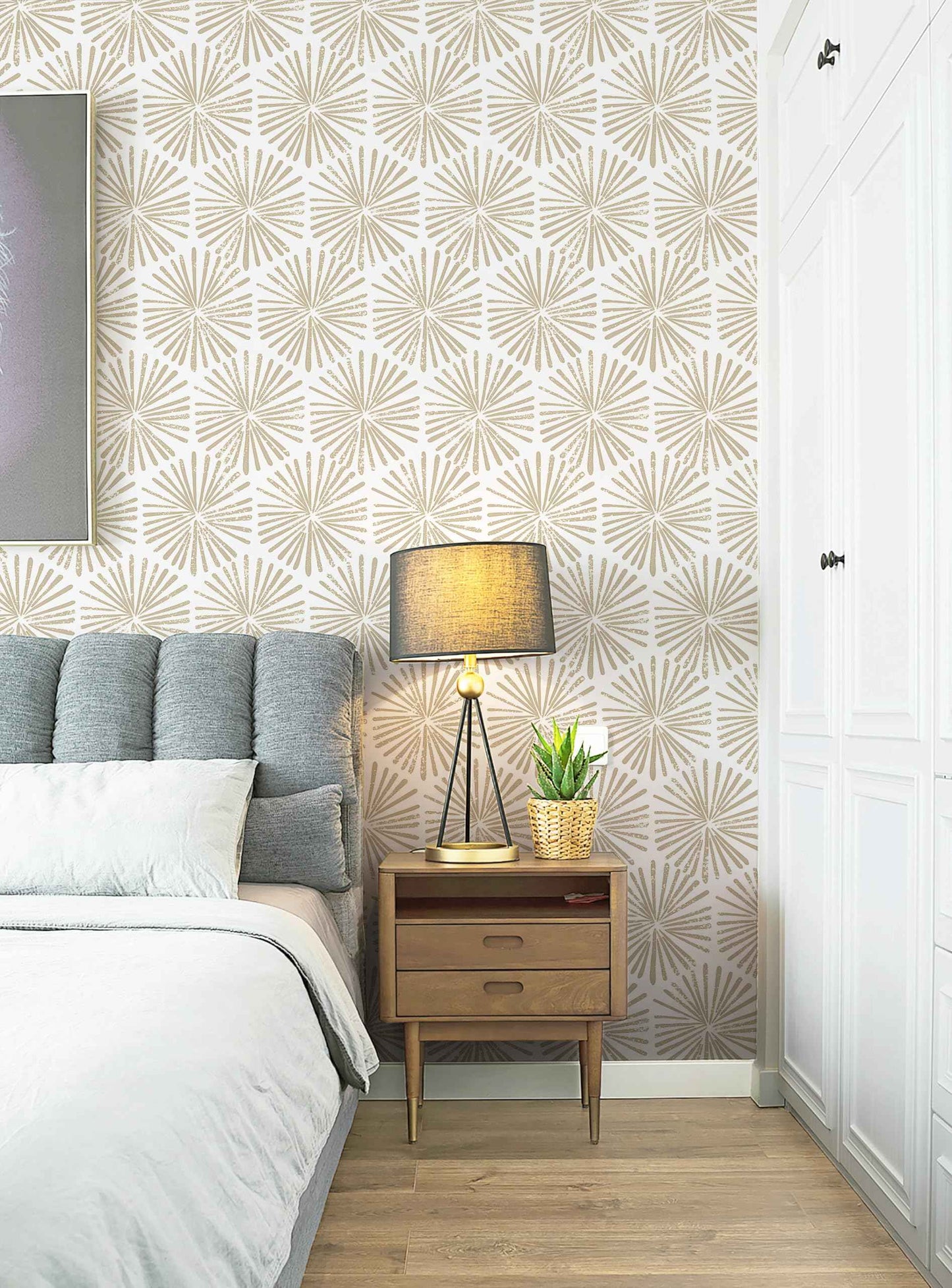 Safiyya 196"x17.3"Peel and Stick Wallpaper Boho Beige Contact Paper Peel and Stick Wall Paper Removable Wallpaper for Bedroom Covering Vinyl Rolls