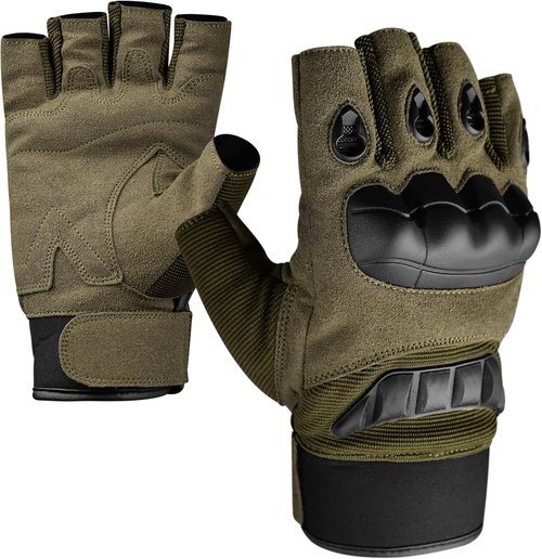 J.A.G. Tactical Gloves for Men - Fingerless Design with Hard Knuckle Protection | Ideal for Cycling, Airsoft & Hiking