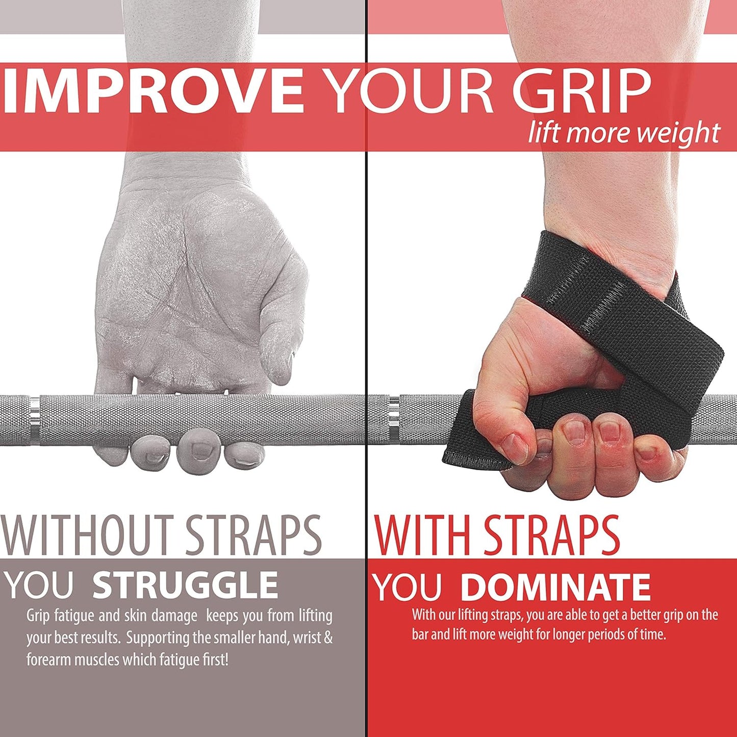 WARM BODY COLD MIND Lasso Lifting Wrist Straps - 770 lb Rated Hand Wraps for Weightlifting & Powerlifting