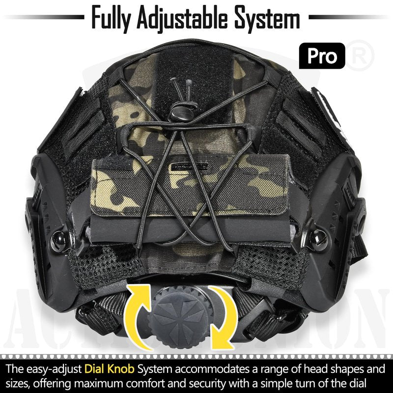ACTIONUNION Airsoft Helmet and Mask Pro Set Tactical Paintball Helmet and Balaclava Mesh Mask MH Type with Counterweight (Tan, Medium)