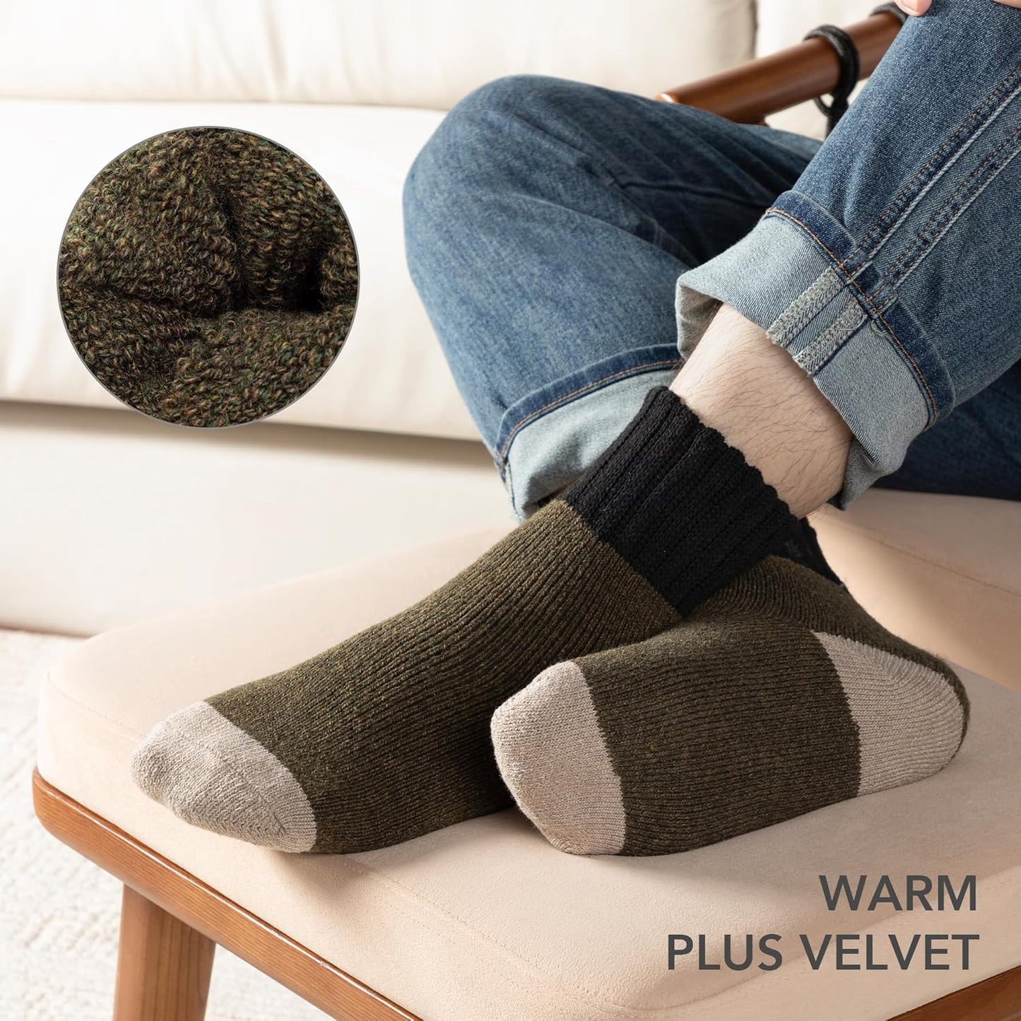 RockDove Men's Thick Knit Wool Blend Crew Socks - Warm, Comfortable & Durable | Perfect for Cold Weather