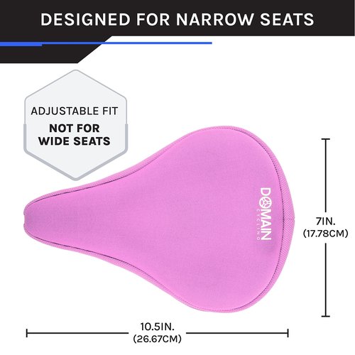 Domain Cycling Gel Bike Seat Cushion - Secure Peloton Fit for Smooth Stable Rides- Non-Slip Bicycle Cover for Exercise Bikes, Padded for Men or Women Comfort, 10.5”x7”