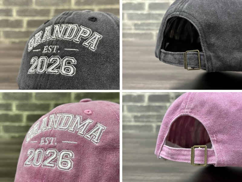 Horpe New Grandpa Grandma Matching Hats EST 2026, First Time Grandparents Gifts for Grandfather Grandmother, Adjustable Embroidered Baseball Caps for Baby Reveal Pregnancy Announcements