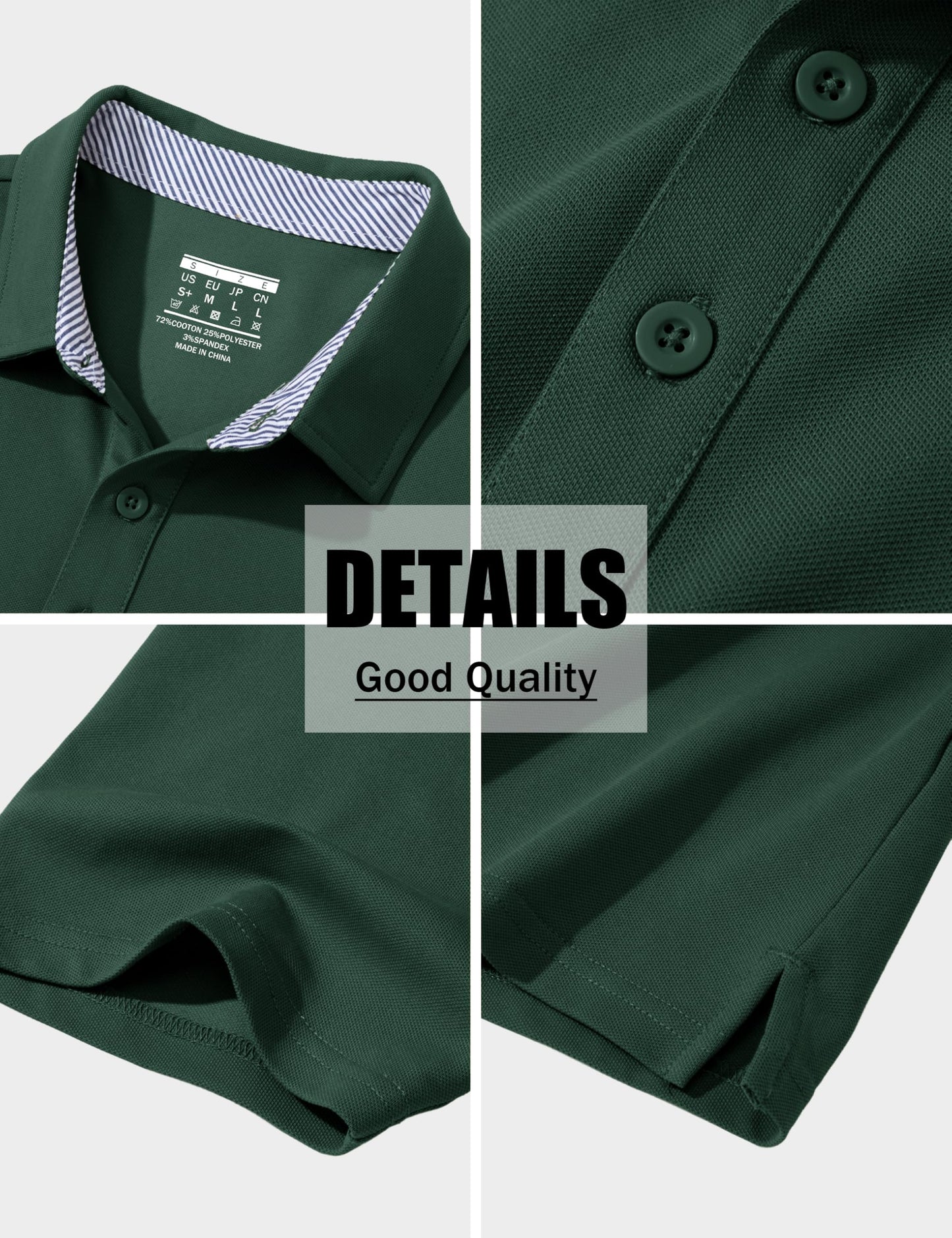 MAGCOMSEN Polo Shirts for Men Short Sleeve Golf Shirts Cooling Shirts Work Polo Shirts Collared Shirt Casual T Shirts Summer Tops Dark Green, L