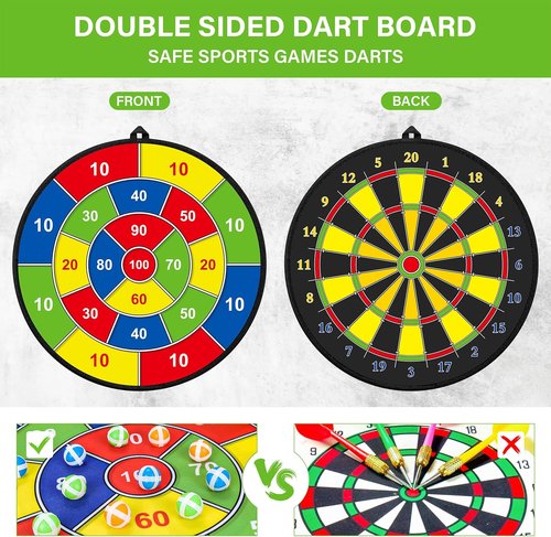 Large Dart Board - Double-Sided Kids Dart Board with Sticky Balls | Fun Indoor/Outdoor Game for Ages 3-12