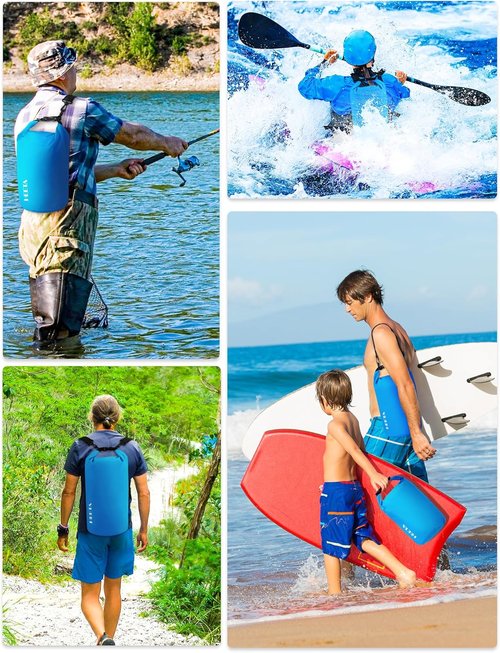 HEETA Waterproof Dry Bag - Lightweight Roll Top Storage Backpack with Emergency Whistle | 5L/10L/20L/30L/40L Options for Travel, Kayaking, Camping