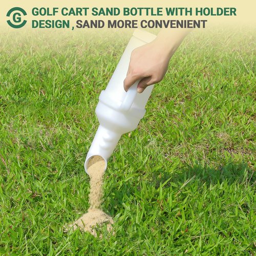 FIXHAWK Universal Golf Cart Sand Bottle with Handle，Golf Sand Bottle for Club Car, EZGO,Yamaha Model, Divots Filler Bottle, Large Capacity & Easy to Install（2set ）