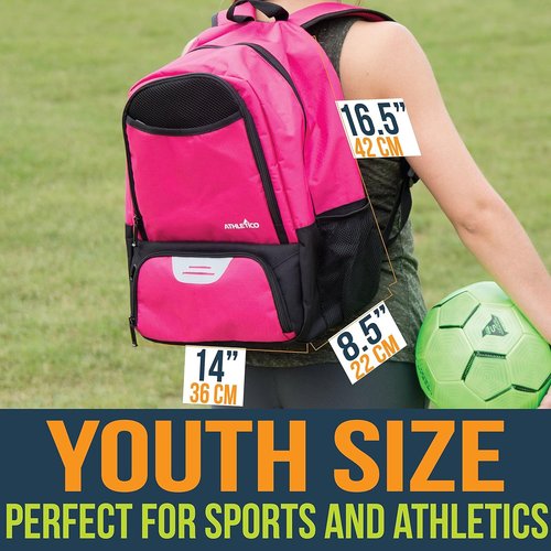Athletico Youth Soccer Bag - Versatile Backpack for Soccer, Basketball & Volleyball | Cleat & Ball Compartment Included