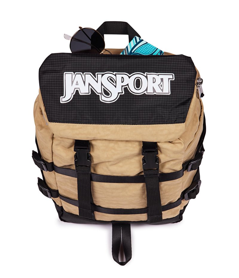 JanSport Mini Skip Pack – Compact Backpack with Main Compartment, Side Water Bottle Pocket, and Zippered Accessory Pocket, Travertine
