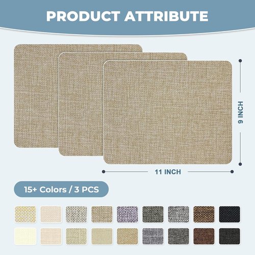 BESEZX Linen Fabric Repair Patch - 3 PCS Self-Adhesive 9x11 Inch Couch Patch for Furniture, Sofa, Upholstery - Light Beige