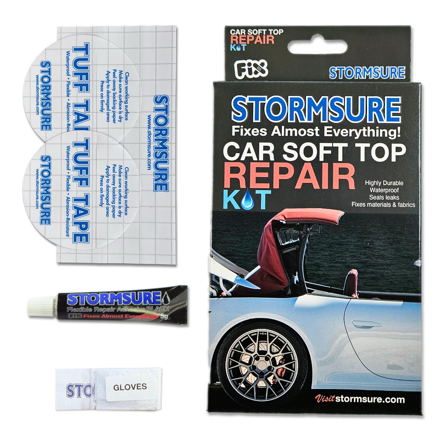 Black Car Roof Repair Kit - Repair Convertible Soft-Top Roof with a Waterproof Solution for Mend Tears and Holes