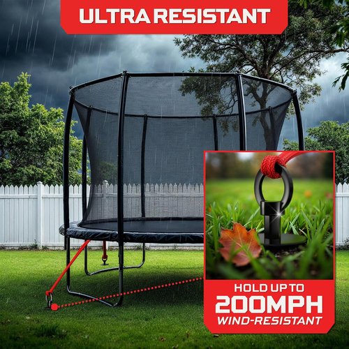 Happin® Trampoline Stakes - Heavy-Duty Ground Anchors | Galvanized Steel Spiral (4 Pack, Black)