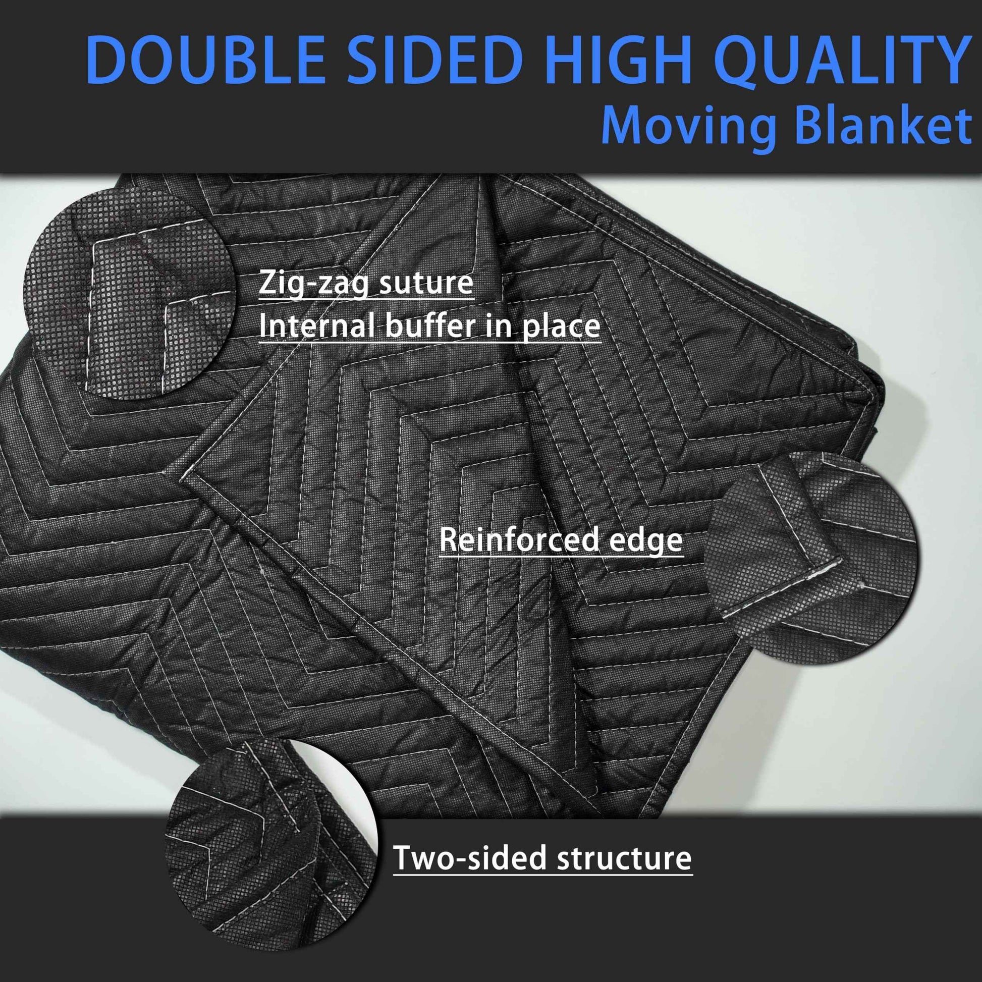 Trahefa Moving Blanket 80 x 72 inches, Quilted Moving Blankets Heavy Duty Moving Padded Blanket Furniture Blankets for Moving (1, Black)