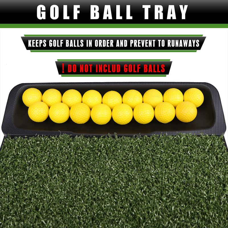 CHAMPKEY 19" x 27.5" Tri-Turf Golf Hitting Mat with Ball Tray | Solid Adhesive Technology Golf Practice Mat | High Durability and Stability Golf Mat