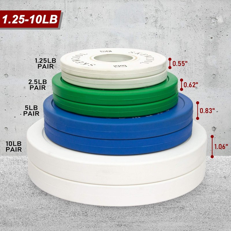 SKEWCOOL Olympic Fractional Plates 1.25LB 2.5LB 5LB Set Rubber Coated Fractional Change Plates 2-inch Color Weight Plates for Strength Training Weight Loss Sold in Pairs