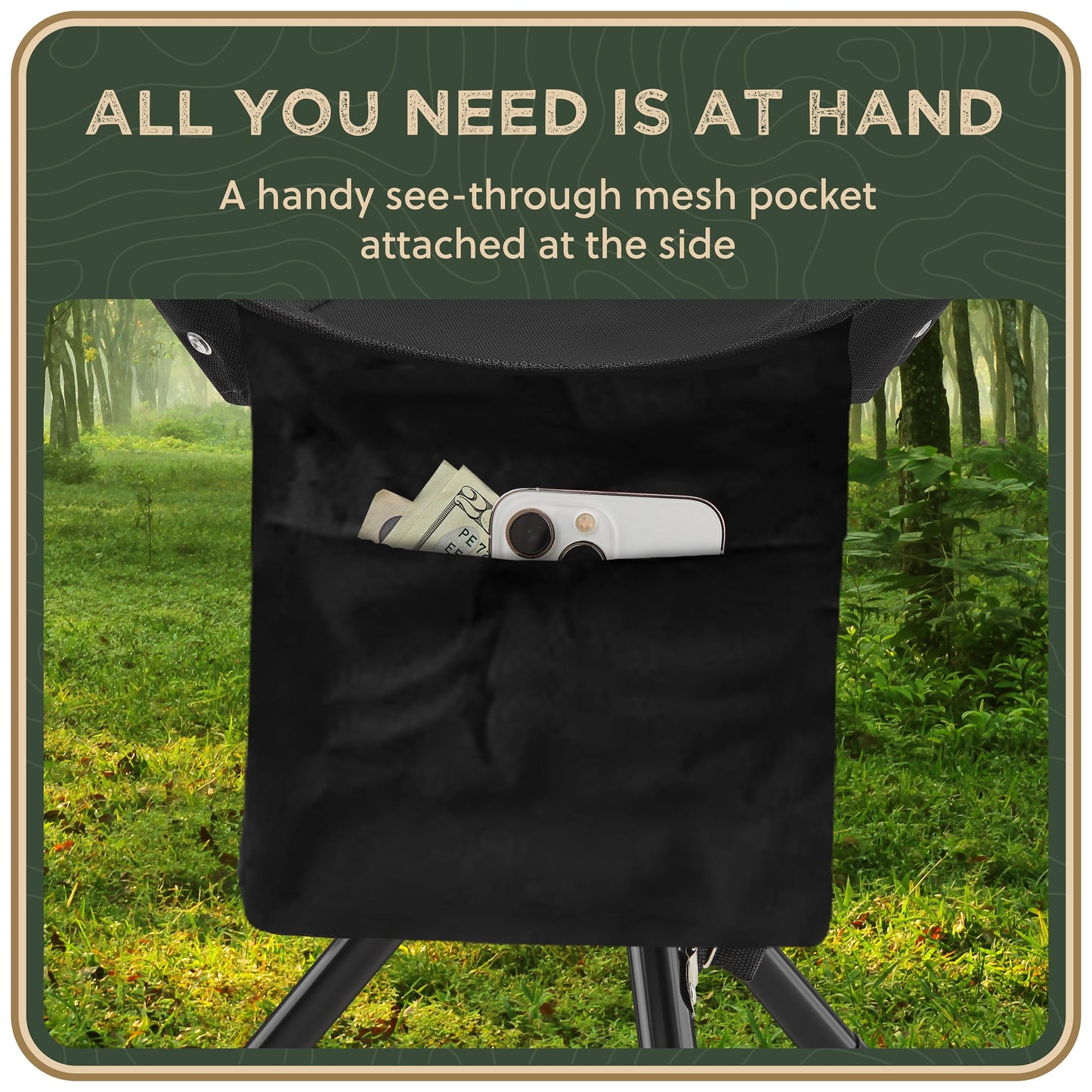 RISIBIX Foldable Tripod 13.4'' Stool - for Kids and Youth - Ultra Portable Seat, Best for Youth+Pocket - 1 lb Camping Stool, 3 Legged Strong Steel Stool, Height: 13.4 inches (Black)