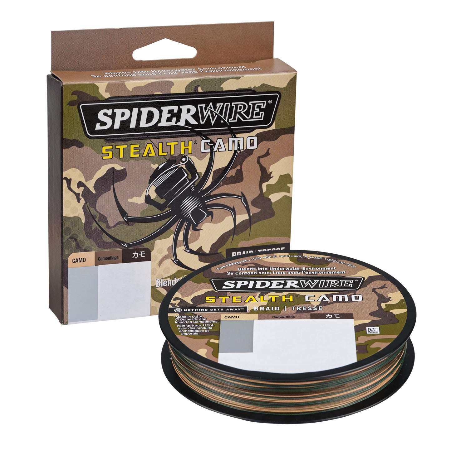 SpiderWire Stealth® Camo Braided Fishing Line, 8lb | 3.6kg, 125yd | 114m Fishing Line, Suitable for Saltwater and Freshwater Environments