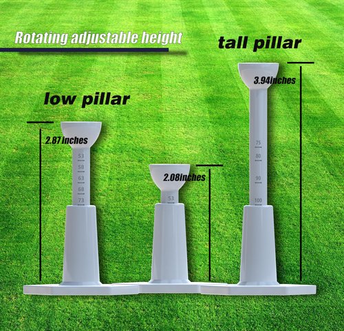 Hotenfes Adjustable Unbreakable Golf Tee，Rubber Golf Tees for Mats，Driving Range Tee，Flight Path Golf Simulator Accessories，3.9 Inch and 2.8 Inch ，Reusable Home Golf Tees （2 Pack Blue+2 high Struts）