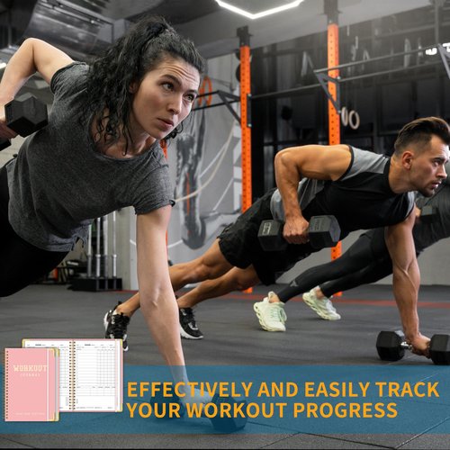 Kamoy Fitness Workout Planner for Women & Men, A5(5.7" x 8.2") Workout Log Planner for Track Gym ＆ Home Workouts, Track Progress, Achieve Your Wellness Goals - Pink