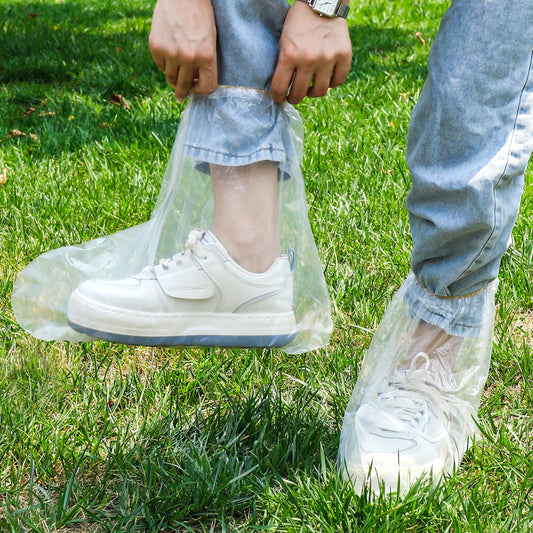 10 Pairs Children's Boot Covers, 30 * 28 cm, Disposable Non-Slip Shoe Covers, Thickened Waterproof Plastic Boot and Shoe Cover for Children (Transparent)