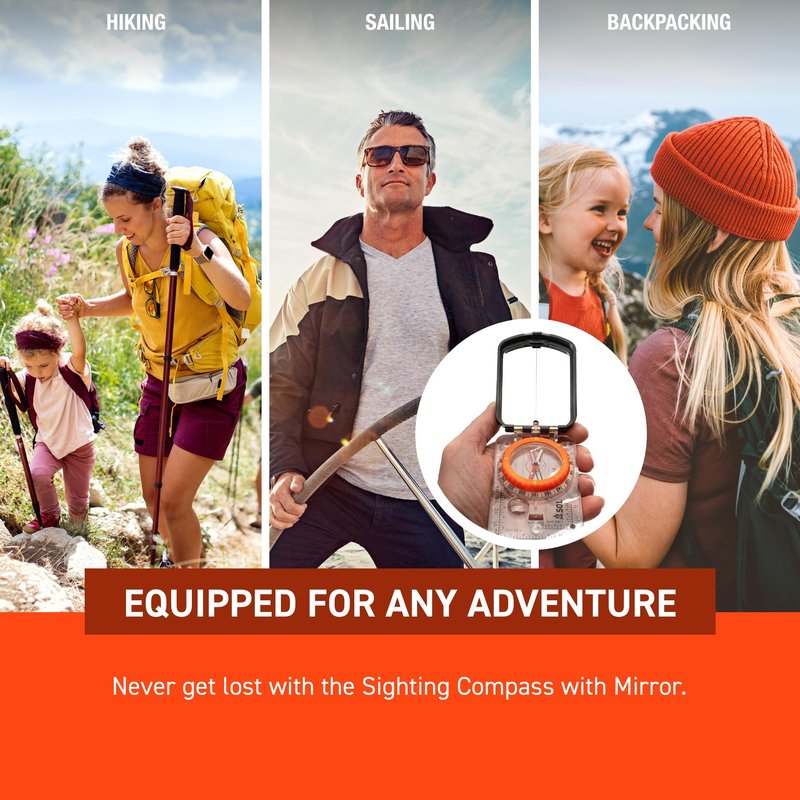 S.O.L. Survive Outdoors Longer Sighting Compass with Signaling Mirror