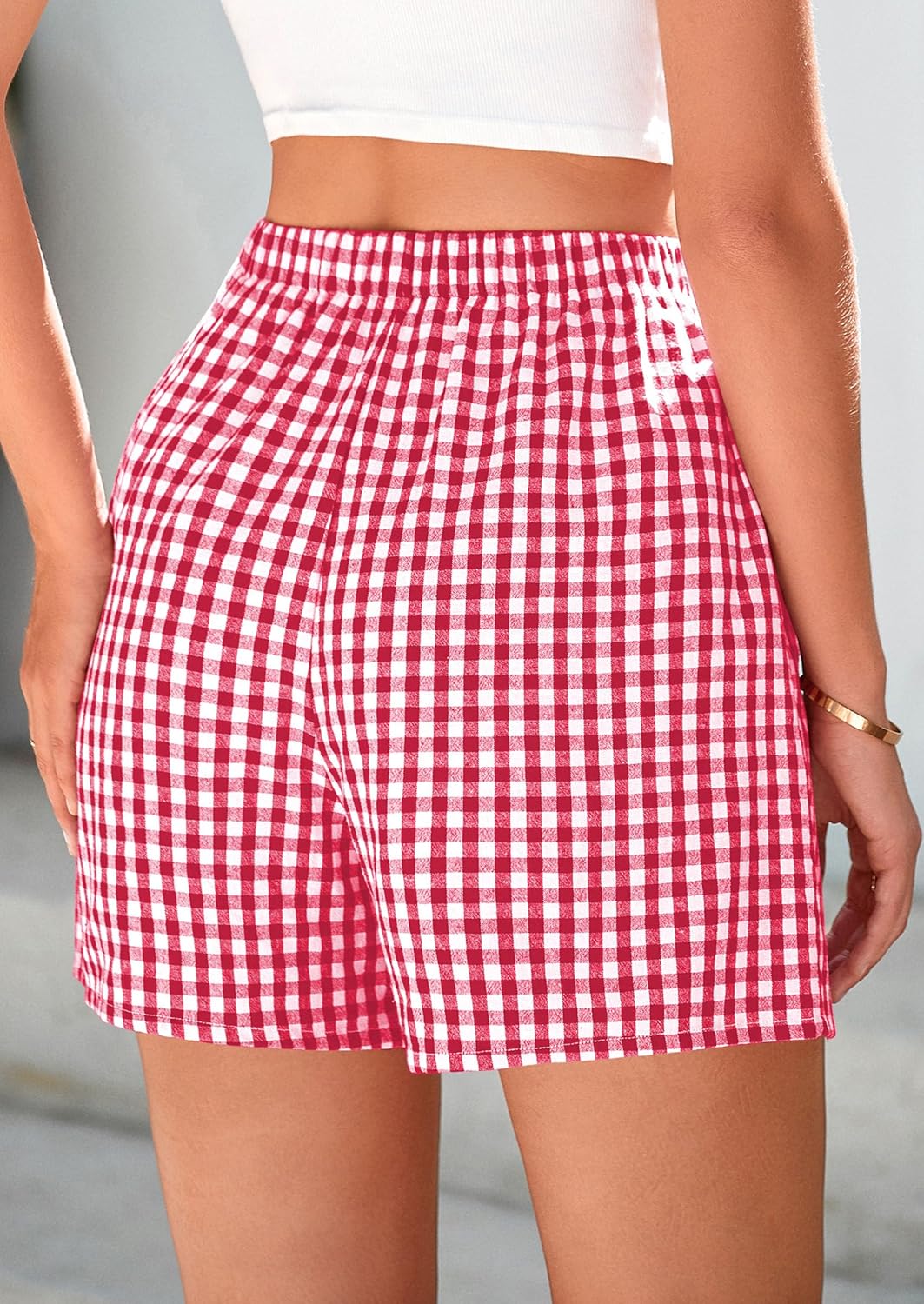 PRETTYGARDEN Women's Gingham Pajama Shorts - Y2K Plaid Lounge Sleepwear for Summer | Comfortable Beach Bottoms
