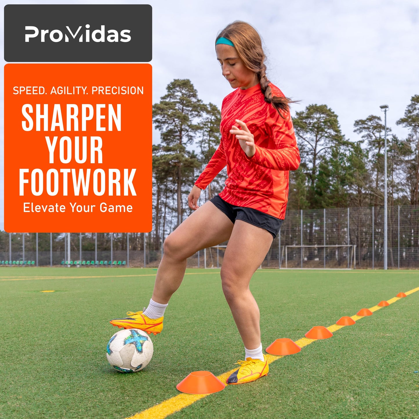 ProMidas Mini Cones for Sports - Better Space Utilization - Comes with Shoulder Strap - for Agility Training Drills (Orange - 25 Pack) (MC-Orange-25)
