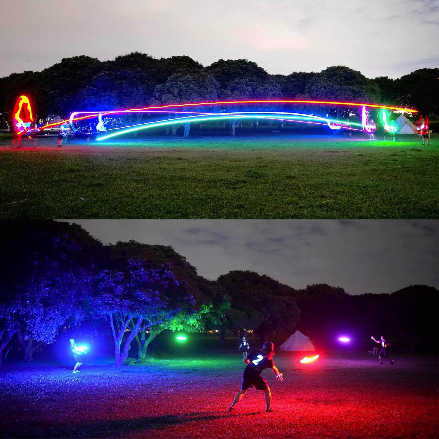 TOSY RGB White Frisbee & Blue Flying Ring Set - Perfect for Outdoor Fun & Games