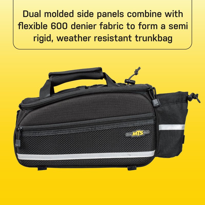 Topeak MTS TrunkBag EX Rear Bicycle Bag, Strap Mount – 2024 Model – 8L Semi-Rigid Weather-Resistant Rack Bag with Dual Molded Panels, Shoulder Strap & 3M Reflective Safety Strip