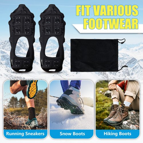 Ice Cleats Snow Traction Cleats for Shoes and Boots Anti Slip Ice Grippers Crampons for Hiking Boots Women Men Rubber Overshoe Slip-on Stretch Footwear, L