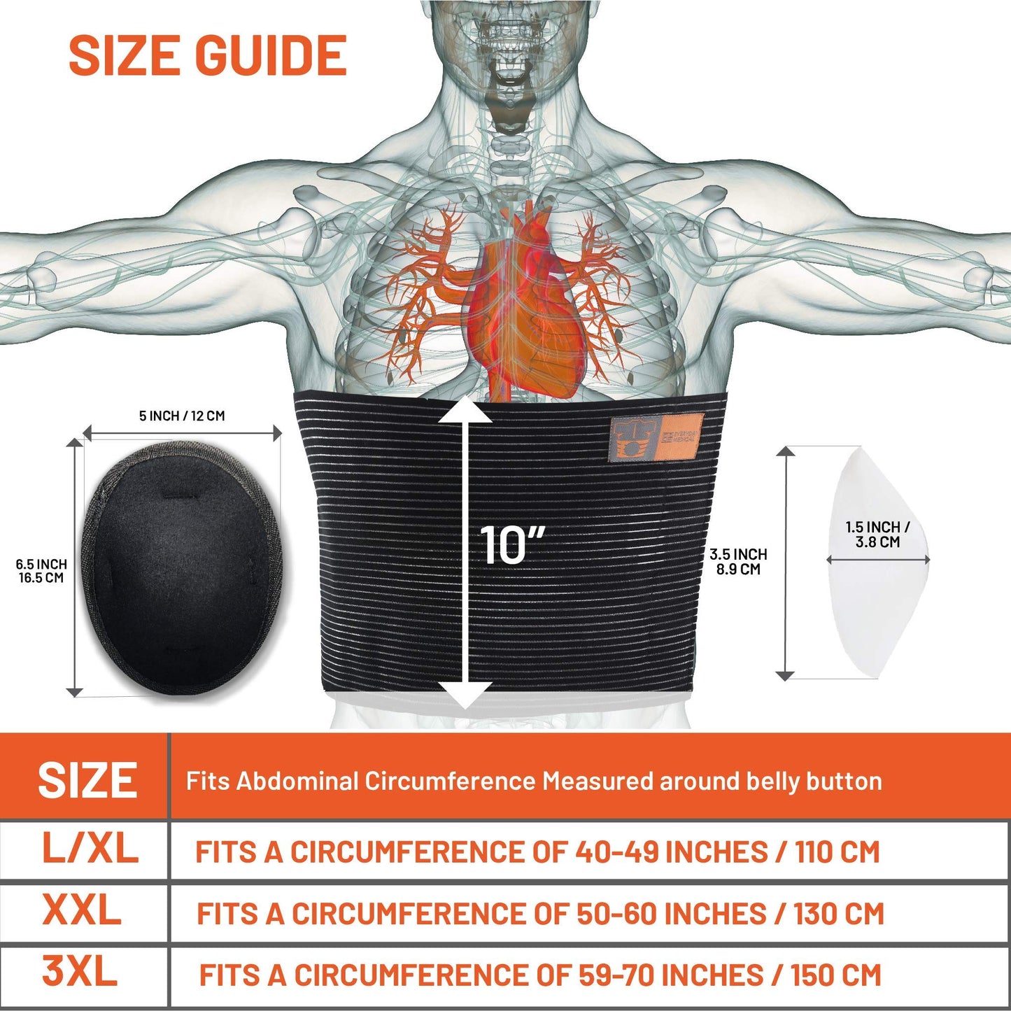 Everyday Medical Plus Size Umbilical Hernia Belt for Women | Hernia Binder for Men | Navel, Ventral & Incisional | Abdominal Support | XXL/2XL