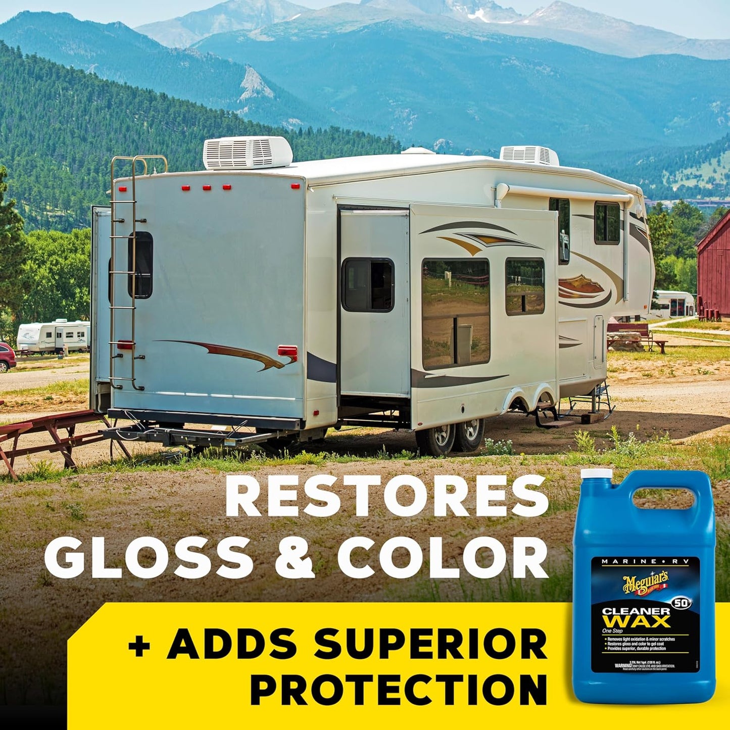 Meguiar's M5001 Marine/RV Cleaner Wax - Easy One-Step Wax for Boats & RVs | Restores Color & Protects, 1 Gallon
