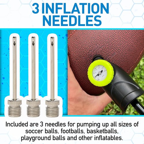 Franklin Sports Ball Pump - Hand Pump with Pressure Gauge for Soccer, Basketballs & More - Black
