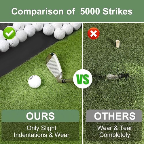 Integrated Golf Mat with Ball Tray, 5x4ft Practice Mat Set, Thickening Golf Mats Practice Outdoor & Indoor, Artificial Turf Matt Includ Balls,Tees, Club