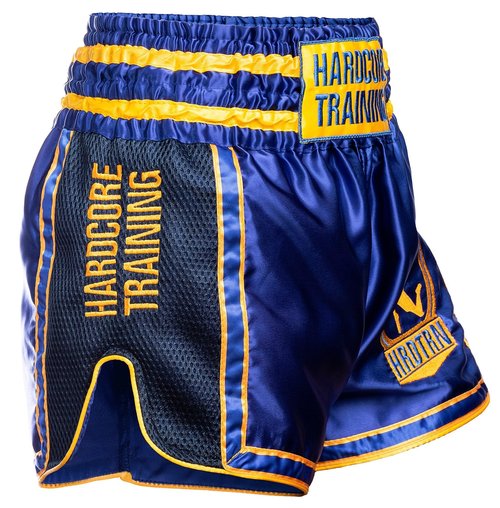 Hardcore Training Muay Thai Shorts Blue Kick Boxing MMA Combat Sport Sparring Trunks