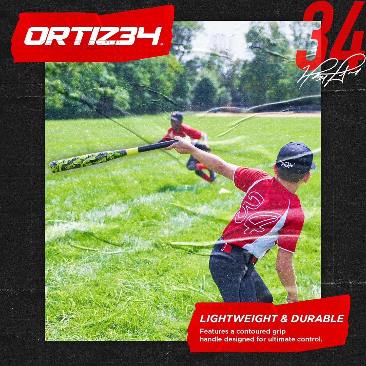 Ortiz34 Bat & Ball Set - Graffiti Plastic Baseball Set for Youth & Adults | Perfect for Backyard Fun