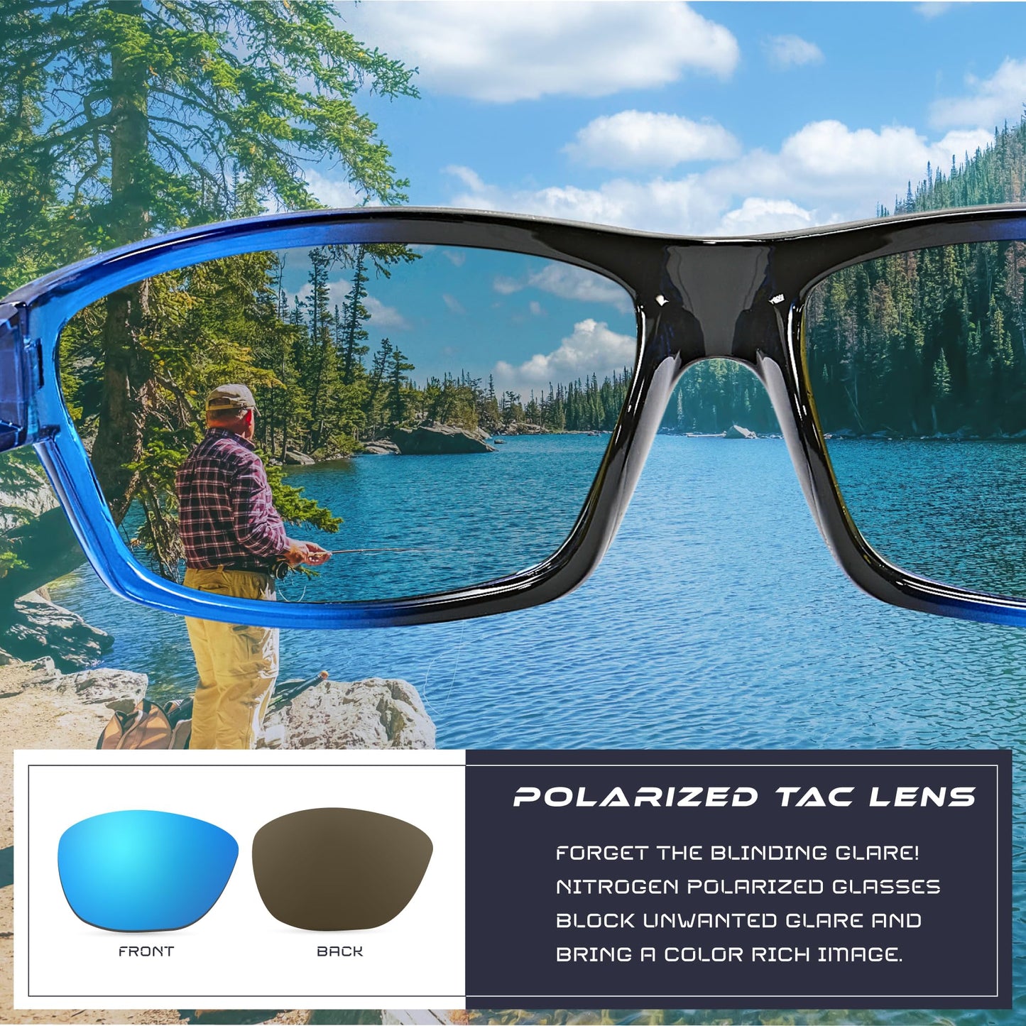Nitrogen Polarized Wrap Around Sport Sunglasses for Men Women UV400 Driving Fishing Running Sun Glasses