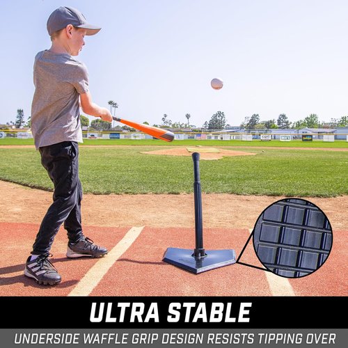 GoSports Baseball & Softball Batting Tees - Adjustable Rubber Hitting Tee for Jr. or Standard Sizes