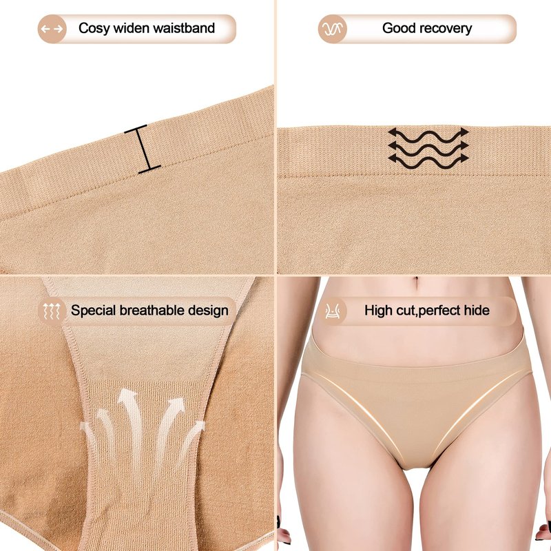 MOLLDAN Nude Dance Underwear Women Girls Seamless Ballet Briefs Gymnastics Briefs High Cut Beige Bottoms Ballerina Underwear(8C13-3)