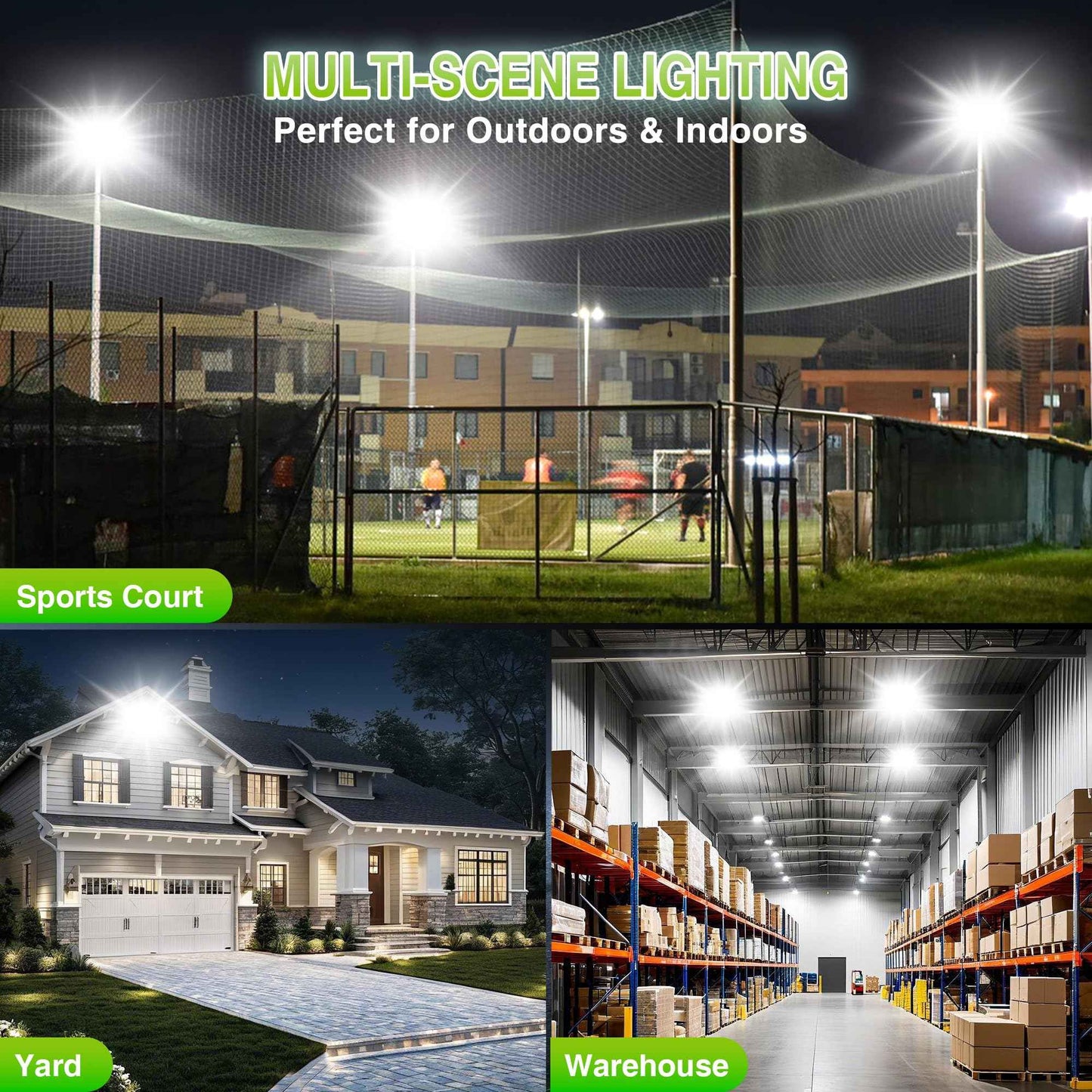 STASUN 300W LED Flood Light, Mini Series Outdoor Floodlight, 30000LM 6000K Daylight White, IP66 Waterproof, 3 Adjustable Heads, Exterior Flood Lights for Backyard, Driveway, Garage, Patio, Barn