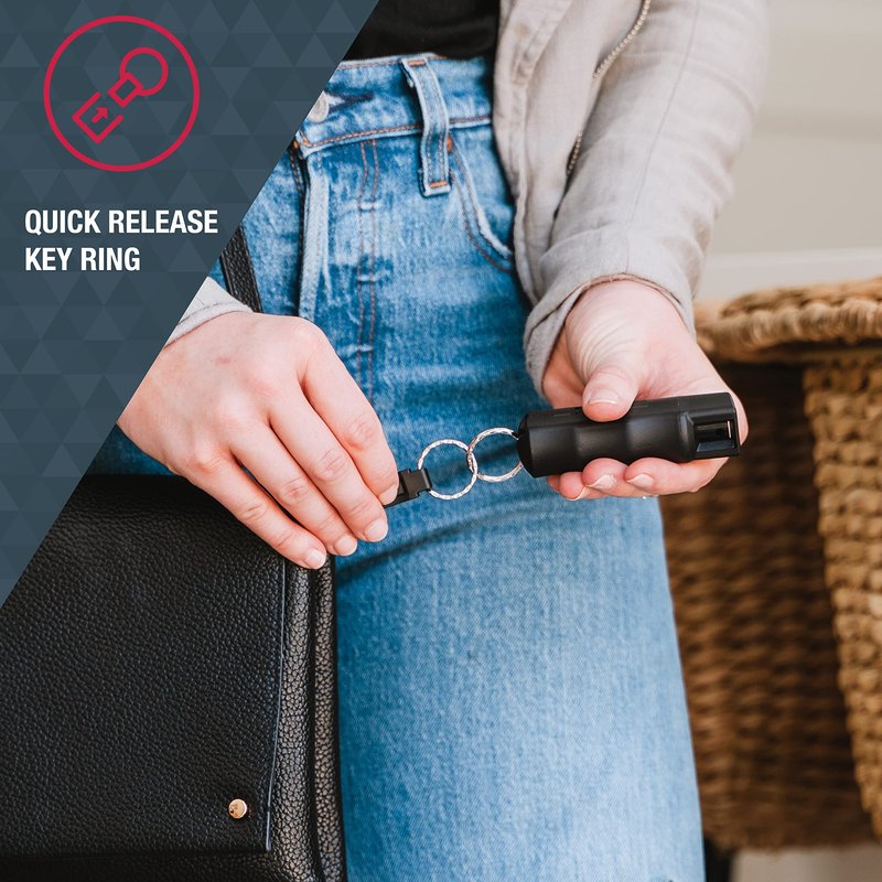 SABRE Home & Away Personal Safety Kit Pepper Spray with QuickRelease Safety Keychain, Portable Door Lock with Travel Bag, Max Strength, TSA Approved Travel Door Lock, 0.54 fl oz
