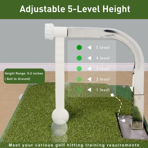 Golf Swing Trainer - Golf Training Equipment with 5 Height Adjustments - Iron and Club Practice Simulator in Home & Indoor - Portable Golf Swing Practice Mat, True Impact