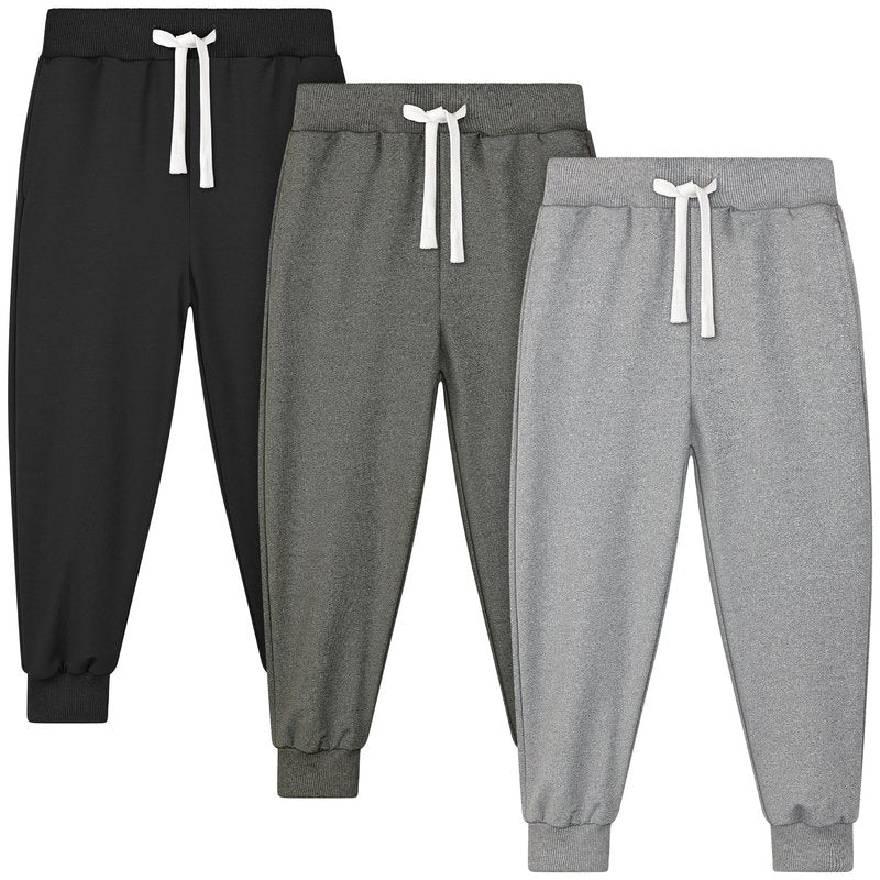 Resinta 3 Pack Toddler Boys Sweatpants Kids Active Jogger Pants Boys Casual Athletic Pull On Pants with Drawstring Pockets
