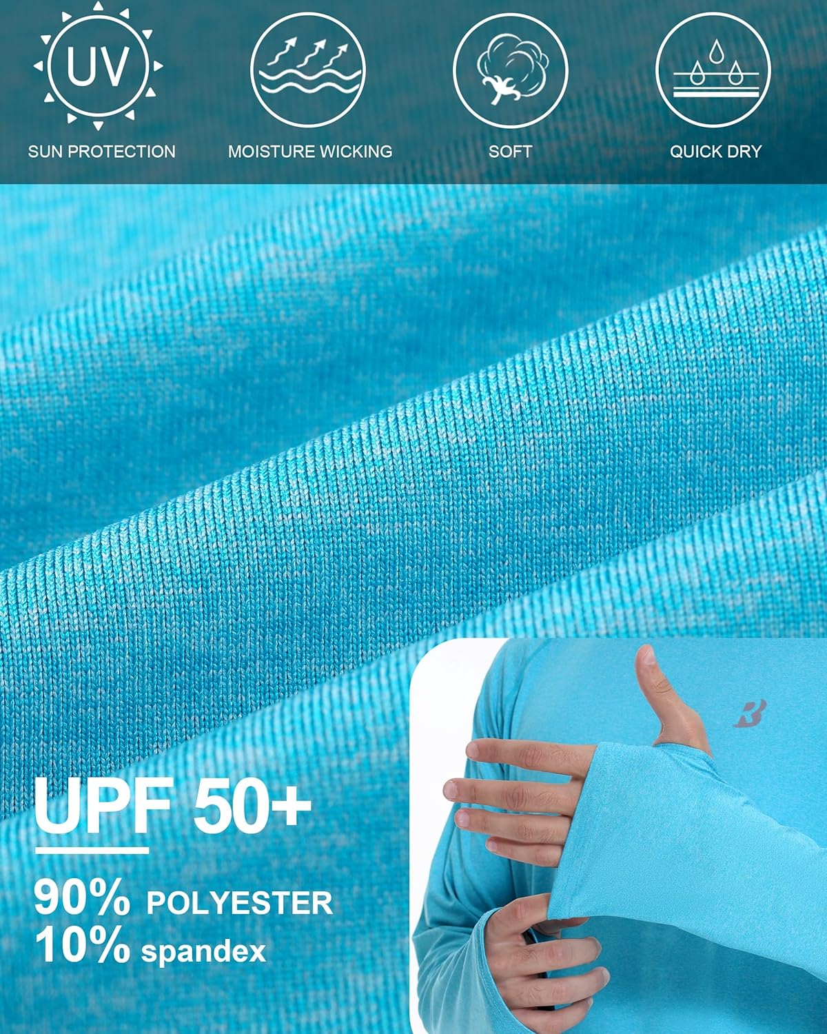 Roadbox UPF 50+ Men's Sun Hoodie - Long Sleeve UV Protection Fishing Shirt with Pocket | Outdoor Athletic Rash Guard