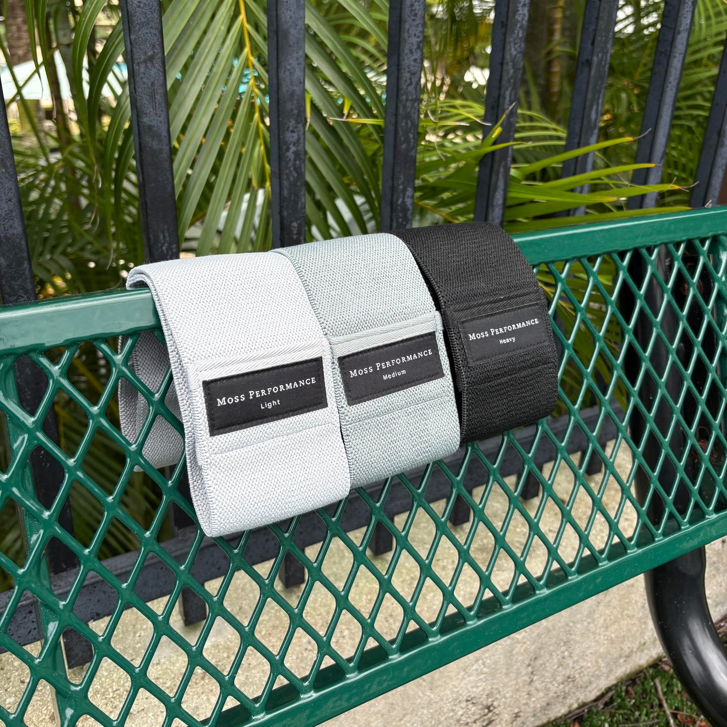 Moss Performance Premium Fabric Resistance Bands, Glute Bands, Set of 3 Resistance Strengths with Carrying Bag for Men & Women, Strength Training, Pilates, Physical Therapy, Home Exercise, & More